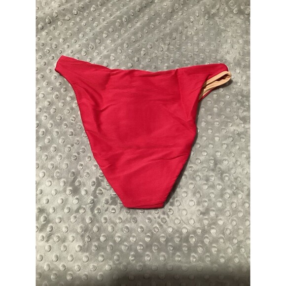 J. Crew High Rise Cheeky Bikini Bottom Pink Ribbed S - Picture 3 of 5